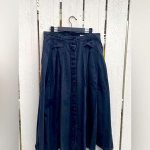 Midi Black Button Up Skirt Grunge